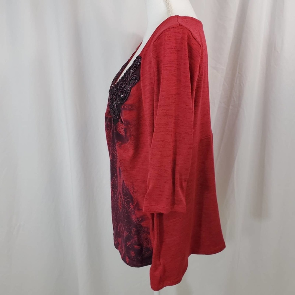 Live and Let Live Woman Beaded Top Sz 2X - Picture 6 of 7